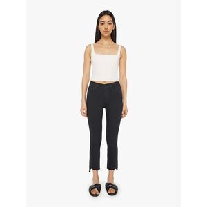 MOTHER The Insider Crop Step Fray Not Guilty Black Solid Wash Flare Hem Size 24